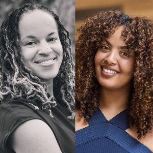 Composite headshot of Chera Reid, co-executive director of the Center for Evaluation Innovation, and Lulete Mola, co-founder and first president of the MN Black Collective Foundation.