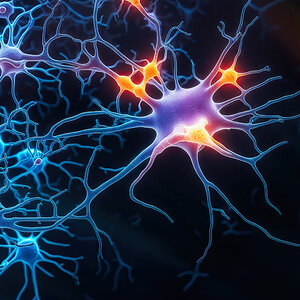 An artist’s rendering of a neuron firing signals to other neurons. An artist’s rendering of a neuron firing signals to other neurons.