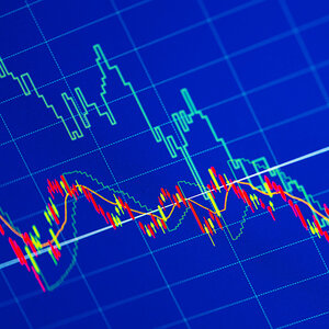 A computer screen showing a chart with a declining slope. A computer screen showing a chart with a declining slope.