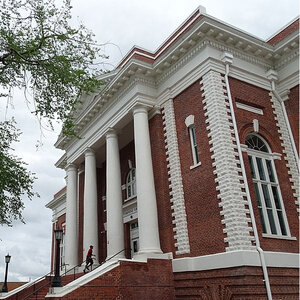 Architectural detail of Tuskegee University campus building.