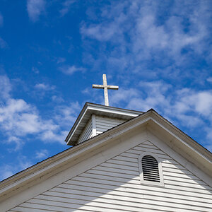 A cross atop a church.