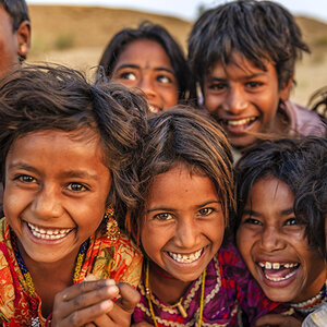 A group of smiling children from India A group of smiling children from India