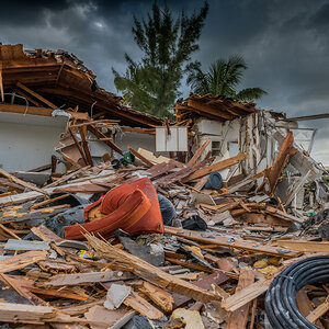 Hurricane damage to a home.