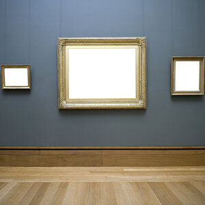 Empty frames in a museum.