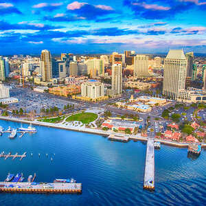 Aerial view of San Diego coastline. Aerial view of San Diego coastline.