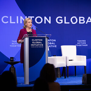 Hillary Clinton addressing the crowd.