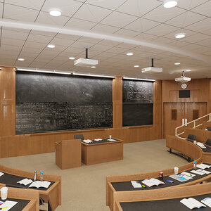 An empty lecture hall. An empty lecture hall.