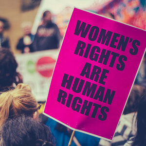 Detail of a women's rights placard at the Women's March In 2017