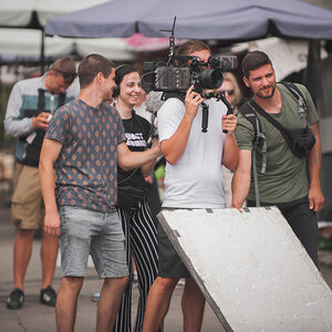 Filmmakers shooting in the streets.