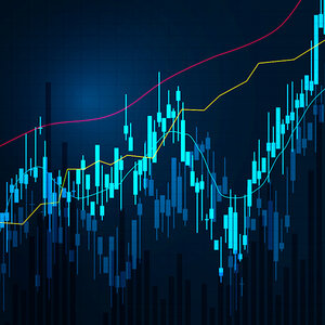 A computer screen showing a rising data chart. A computer screen showing a rising data chart.