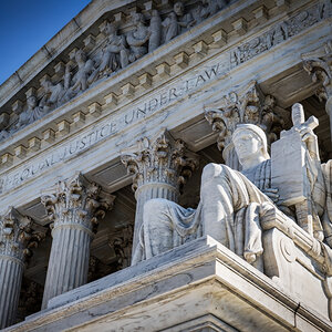 The facade of the United States Supreme Court building.