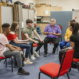 A youth group meeting in session.