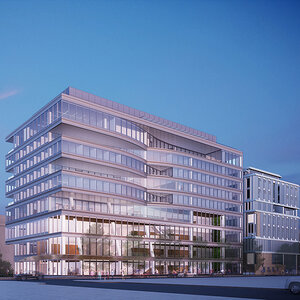 A rendering of the new law building. A rendering of the new law building.