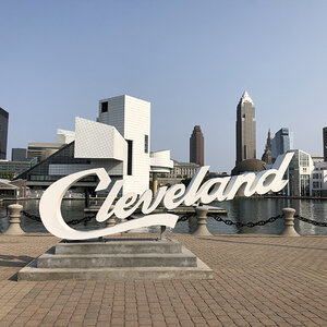 The Cleveland sign in the city.