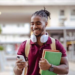 A college student on campus. A college student on campus.
