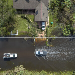 A flooded home during Hurricane Ian in Florida. A flooded home during Hurricane Ian in Florida.