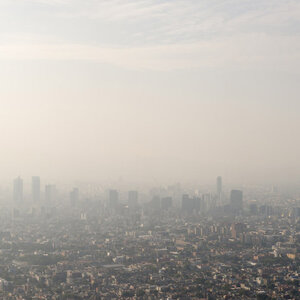 Mexico City skyline under air polluion smog; credit Getty Images/Joel Carillet Mexico City skyline under air polluion smog; credit Getty Images/Joel Carillet