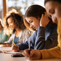 Students taking notes. Students taking notes.