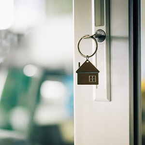New keys in a home door.