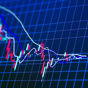 A chart showing declining market data. A chart showing declining market data.
