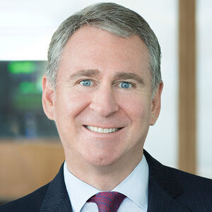 A headshot of a smiling middle-aged white man in a suit--Ken Griffin.