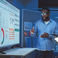 A man presenting data. A man presenting data.