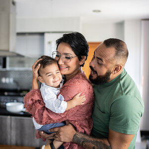 A Latinx family together.