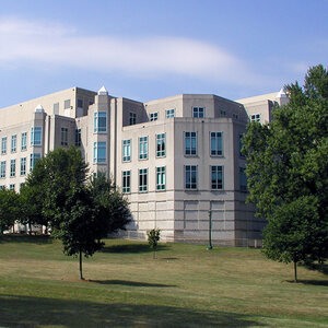 A large college building made of cut stone surrounded by trees – Indiana University School of Education.