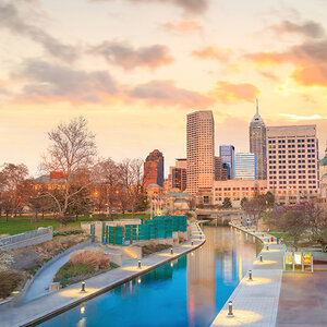 A park and waterway in Indianapolis.