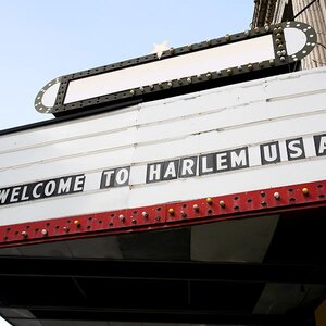A theater sign in Harlem, New York.