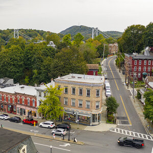 Aerial view over Broadway Street South Kingston, New York. Aerial view over Broadway Street South Kingston, New York.