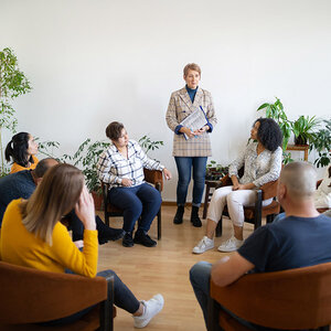 A nonprofit meeting. A nonprofit meeting.