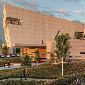An artist’s rendering of the exterior of a modern museum – the Montana Heritage Center.
