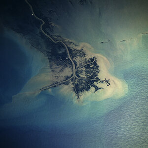 Aerial view of the Mississippi River Delta.