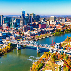 An aerial view of downtown Nashville. An aerial view of downtown Nashville.