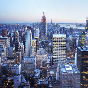 The New York City skyline. The New York City skyline.