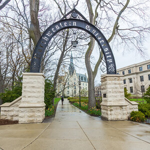 The gate entrance at Northwestern University. The gate entrance at Northwestern University.