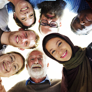 Stock photo of age- and ethnicity-diverse group of people in a circle; not the Soros Fellows. Stock photo of age- and ethnicity-diverse group of people in a circle; not the Soros Fellows.