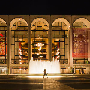 A wide shot of Lincoln Center in New York City.