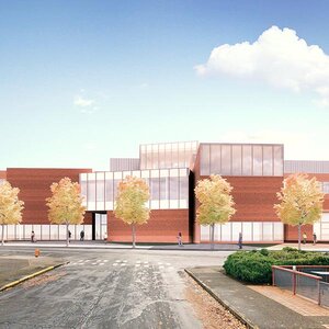 A rendering of the Jen-Hsun and Lori Huang Collaborative Innovation Complex at Oregon State University. A rendering of the Jen-Hsun and Lori Huang Collaborative Innovation Complex at Oregon State University.