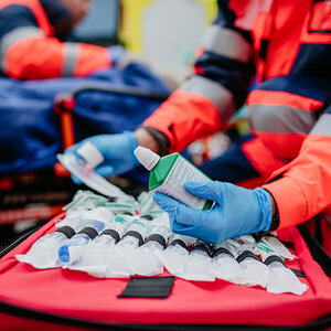 An emergency aid kit.