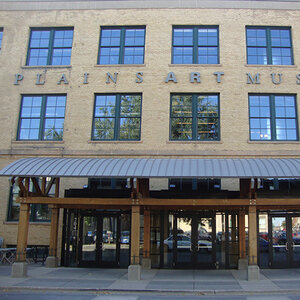 Image from street of the front of the Plains Art Museum
