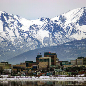 Downtown Anchorage, Alaska in winter. Downtown Anchorage, Alaska in winter.