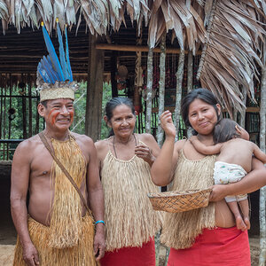 An Indigenous family in the Amazon. An Indigenous family in the Amazon.
