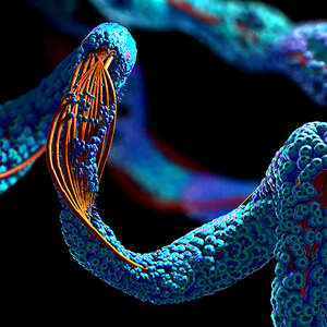 An artist’s rendering of a protein.