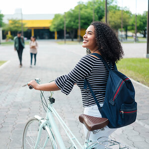 A college student on campus. A college student on campus.