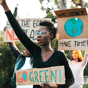 A woman protesting climate change.