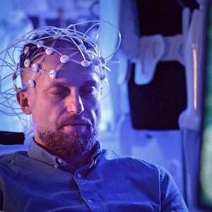 A man volunteering for a brain research project.