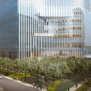 A rendering of the cancer care and research pavilion being built at the University of Chicago.