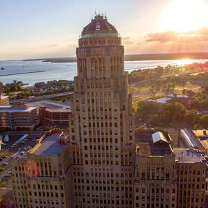 A city skyline at sunset – Buffalo, New York.